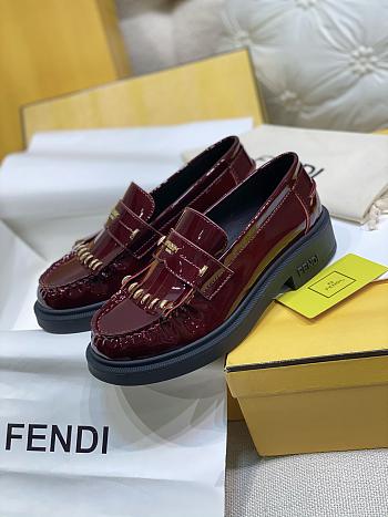 Fendi Filo Red Wine Leather Loafer