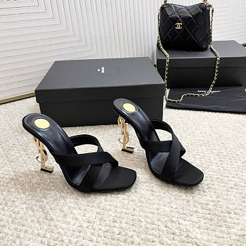 YSL Opyum Mules Satin Crepe Black 8.5cm