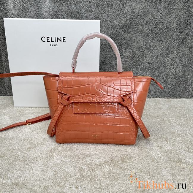 Celine Belt Nano Bag Orange Crocodile 20x20x10cm - 1