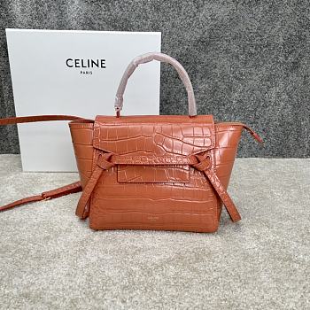 Celine Belt Nano Bag Orange Crocodile 20x20x10cm