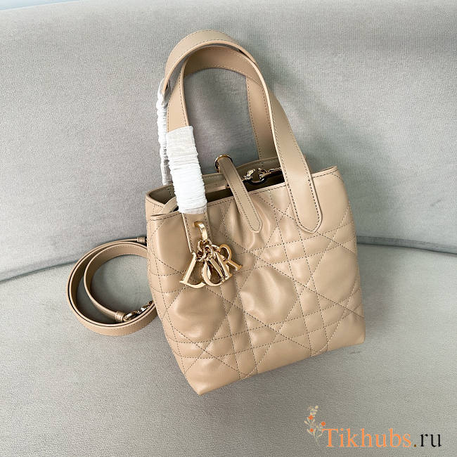 Dior Small Toujours Vertical Tote Bag Beige 16x18x12cm - 1