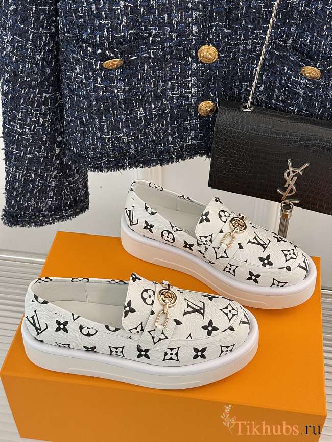 Louis Vuitton LV White Black Loafer - 1