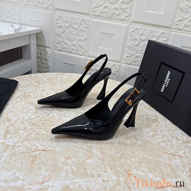 YSL Slingback Black Patent Heel 10cm - 1