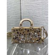 Dior Lady D-Joy Bag Metallic Beads Sequins Gold 26cm - 3