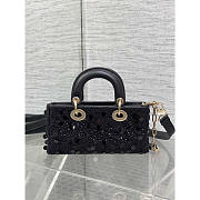 Dior Lady D-Joy Bag Metallic Beads Sequins Black 26cm - 3