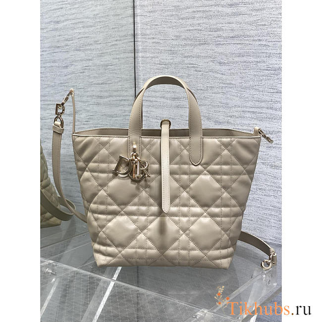 Dior Medium Toujours Vertical Tote Bag Beige 20x22x18.5cm - 1