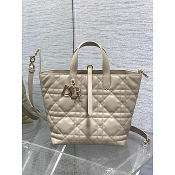 Dior Medium Toujours Vertical Tote Bag Beige 20x22x18.5cm