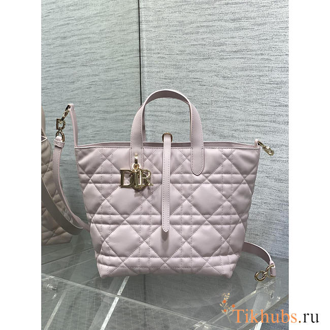 Dior Medium Toujours Vertical Tote Bag Light Pink 20x22x18.5cm - 1