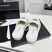 Chanel CC Logo Leather Sildes White - 5