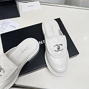 Chanel CC Logo Leather Sildes White - 4