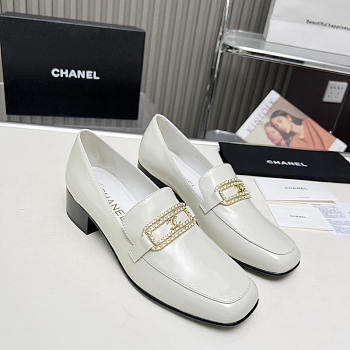 Chanel Moccasins Calfskin White Loafers