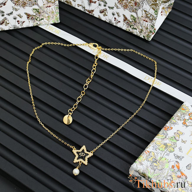 Dior Star Necklace With Pearl In Gold - 1