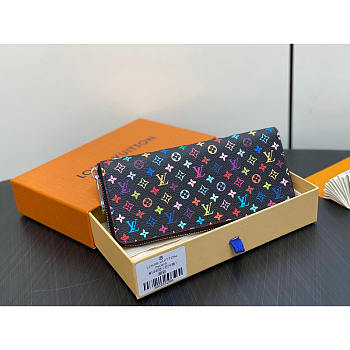 Louis Vuitton LV Black Multicolor Zippy Wallet 20x9x2cm