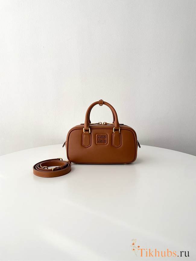 Miu Miu Arcadie Leather Bag Brown 22x10.5x7.5cm - 1