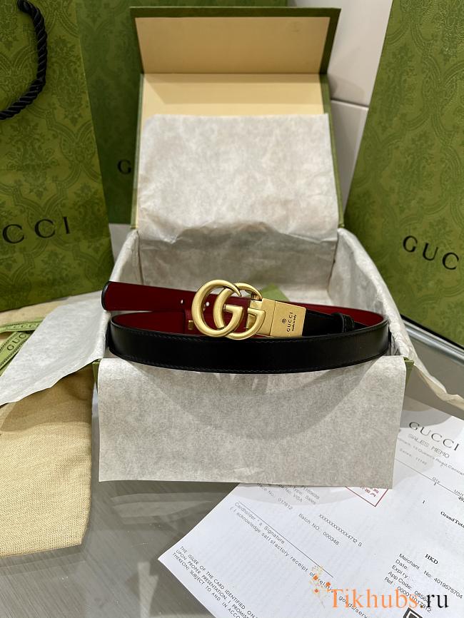 Gucci Red Black Belt 2cm - 1