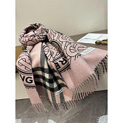 Burberry Reversible Check Cashmere Scarf Pink 190x30cm - 1