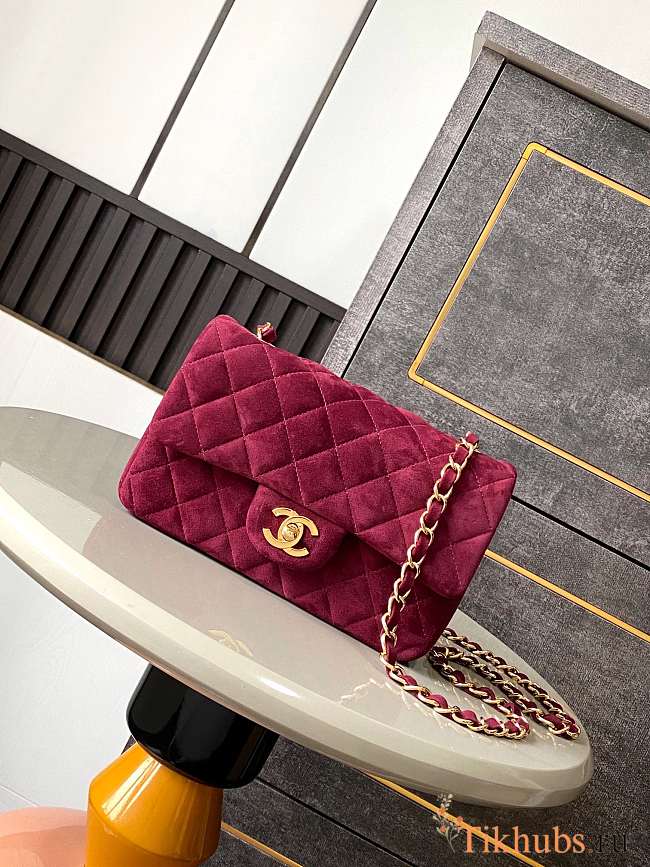 Chanel Flap Bag Red Suede 20cm - 1