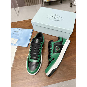 Prada Downtown Leather Sneakers Green Black