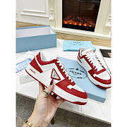 Prada Downtown Triangle-Logo Sneakers Red White - 1