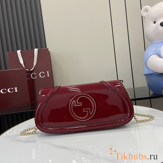 Gucci Blondie Small Shoulder Bag Red Patent 29.5x12.5x7cm - 1