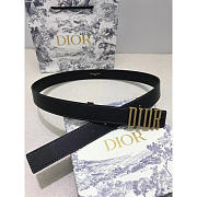 Dior Black Leather D-Fence Buckle Belt 3cm - 3