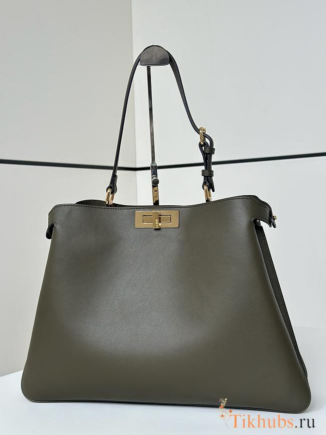 Fendi Peekaboo Soft Large Green Leather Bag 40.5x13x28cm - 1