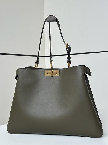 Fendi Peekaboo Soft Large Green Leather Bag 40.5x13x28cm