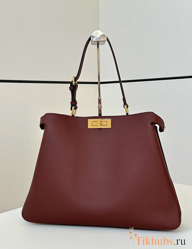 Fendi Peekaboo Soft Large Red Wine Leather Bag 40.5x13x28cm - 1