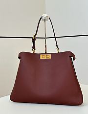 Fendi Peekaboo Soft Large Red Wine Leather Bag 40.5x13x28cm - 1