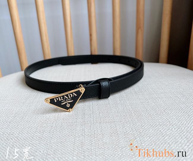 Prada Saffiano Black Gold Belt 2cm - 1