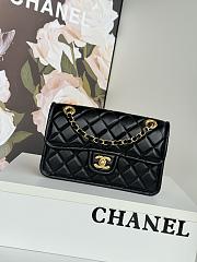 Chanel Flap Bag Lambskin Gold Black 24.5x15.5x7cm - 1