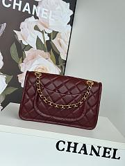 Chanel Flap Bag Lambskin Gold Red Wine 24.5x15.5x7cm - 5