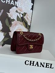 Chanel Flap Bag Lambskin Gold Red Wine 24.5x15.5x7cm - 4