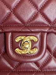 Chanel Flap Bag Lambskin Gold Red Wine 24.5x15.5x7cm - 2