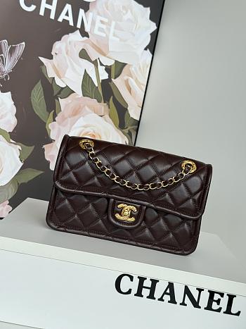 Chanel Flap Bag Lambskin Gold Brown 24.5x15.5x7cm