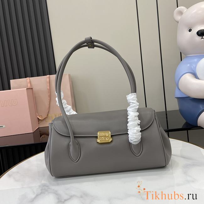 Miu Miu Leather Shoulder Bag Grey 28x15x11cm - 1