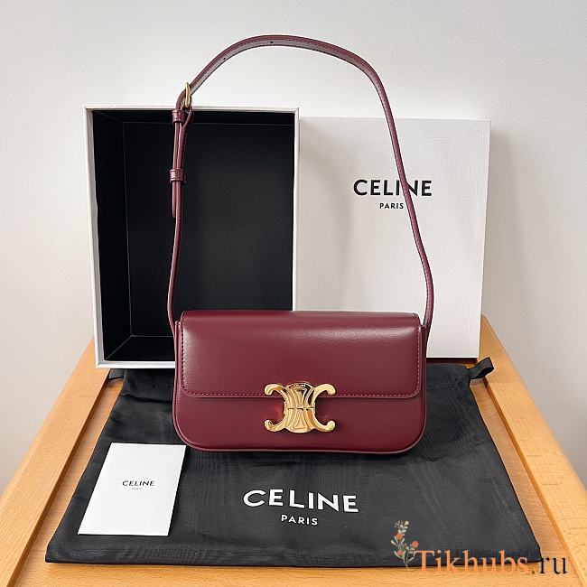 Celine Triomphe Armpit Bag Red Wine 20x10x4cm - 1