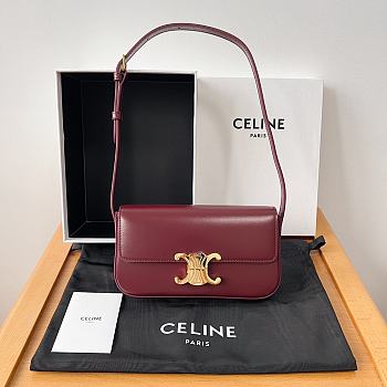 Celine Triomphe Armpit Bag Red Wine 20x10x4cm