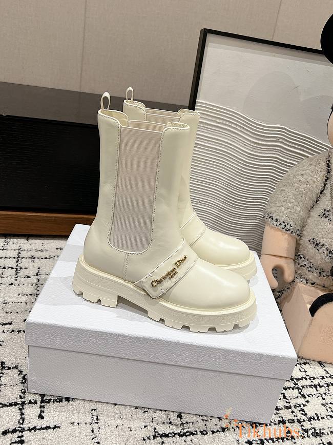 Dior D-Quest Ankle Boot White Calfskin - 1