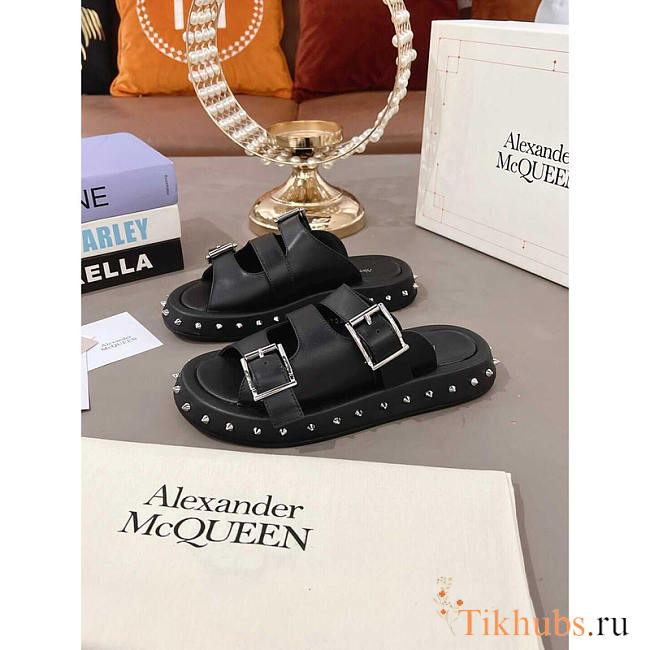 Alexander Mcqueen Stud Double Buckled Sandals Black - 1