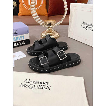 Alexander Mcqueen Stud Double Buckled Sandals Black