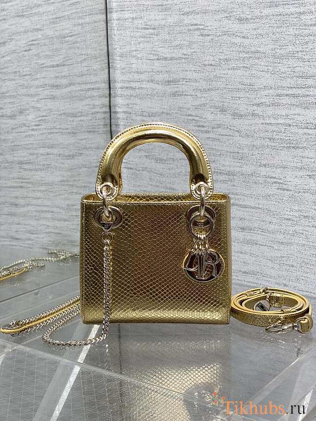 Dior Mini Lady Bag Gold Crocodile 17cm - 1