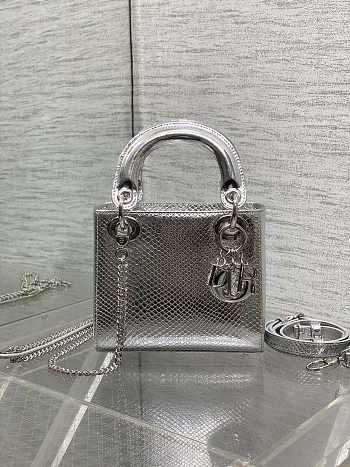 Dior Mini Lady Bag Silver Crocodile 17cm