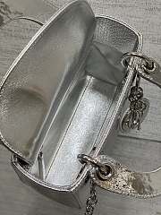 Dior Mini Lady Bag Silver Crocodile 17cm - 5