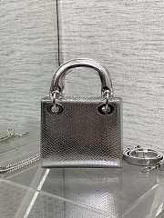 Dior Mini Lady Bag Silver Crocodile 17cm - 3