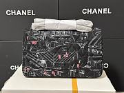 Chanel Medium Evening Flap Bag Black Fabric Silver 25cm - 6