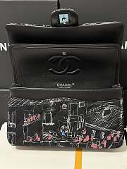Chanel Medium Evening Flap Bag Black Fabric Silver 25cm - 4