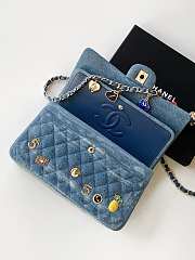 Chanel Medium Flap Bag Denim Blue Gold 25cm - 6