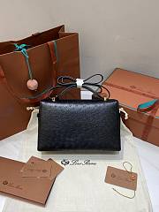 Loro Piana Extra Bag L27 Ostrich Leather Black 27x10x16cm - 5