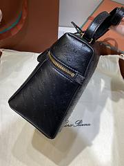 Loro Piana Extra Bag L27 Ostrich Leather Black 27x10x16cm - 2